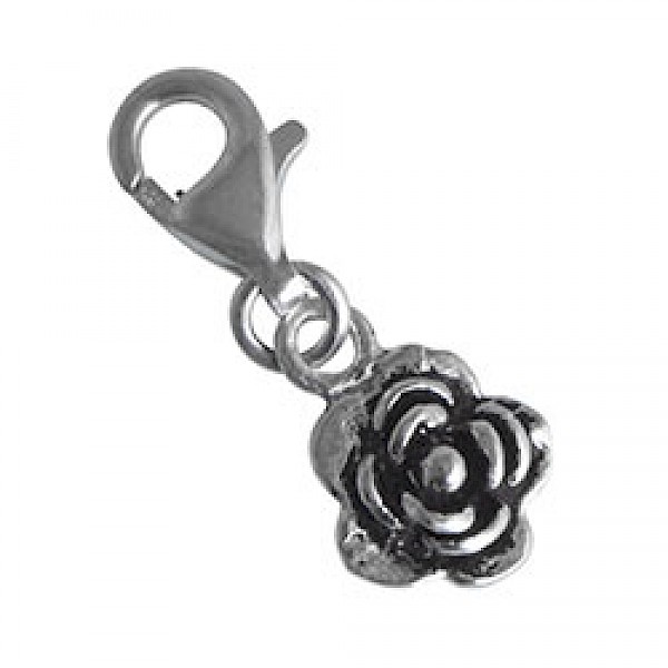 Silver Rose Clip On Charm