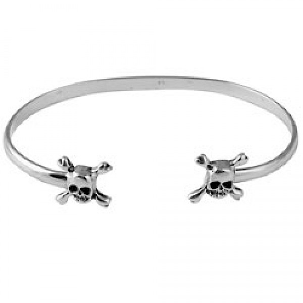 Silver Skulls Open Bangle
