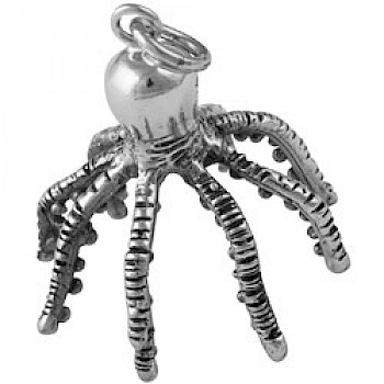 Silver Standing Octopus Pendant - 35mm Long