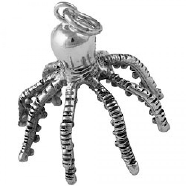 Silver Standing Octopus Pendant - 35mm Long