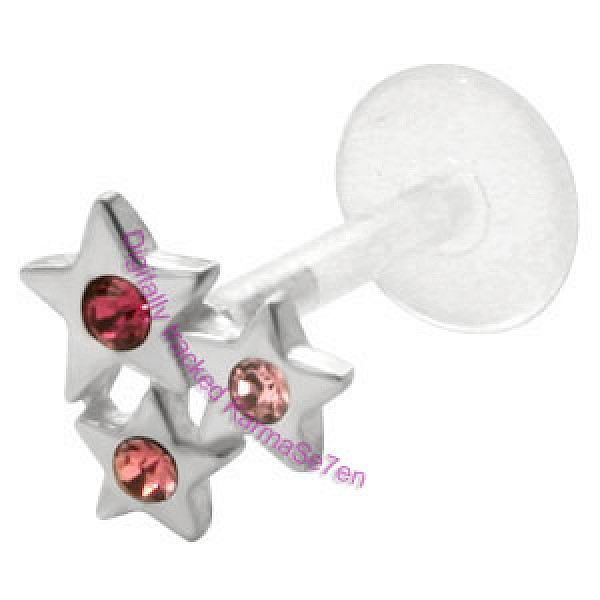 Silver Star Cluster Tragus Stud - Pink