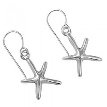 Silver Starfish Drop Earrings - 30mm Long