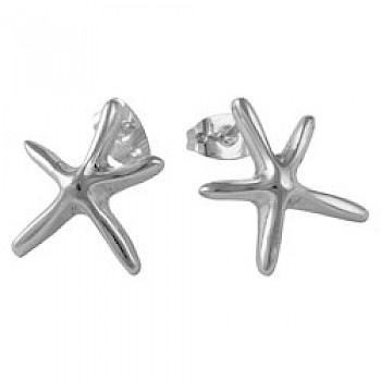 Silver Starfish Stud Earrings - 17mm Wide