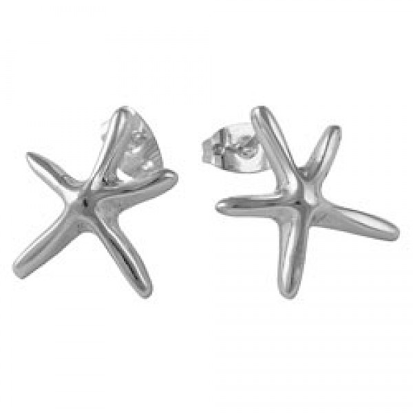 Silver Starfish Stud Earrings - 17mm Wide