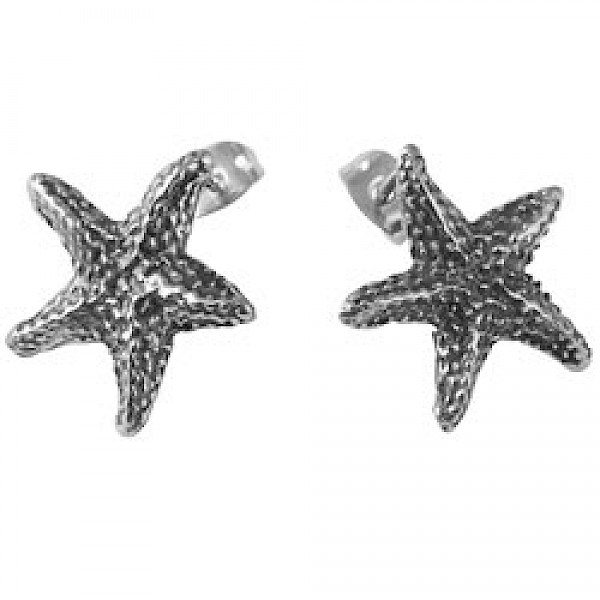 Silver Starfish Stud Earrings - 20mm Wide