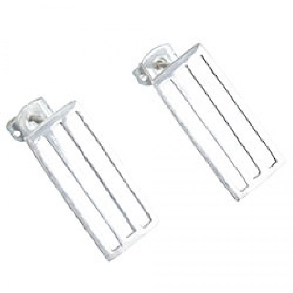 Silver Stripe Stud Earrings - 20mm