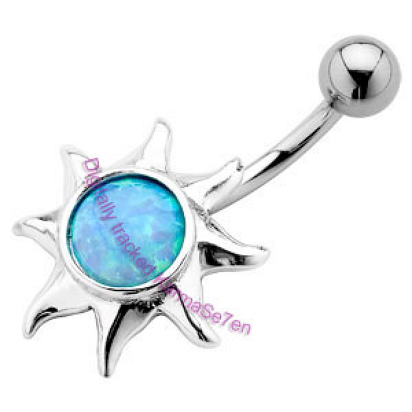 Silver Sun Belly Bar - Opal
