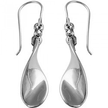 Silver Twist Drop Earrings - 43mm Long