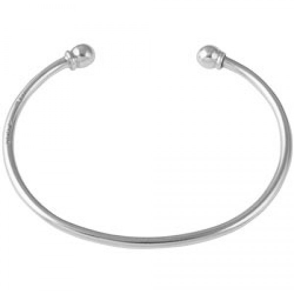 Silver Twistable Ball Charm Bangle - 6mm Balls