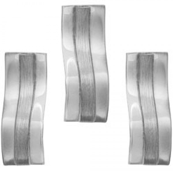 Silver Wavy Rectangle Stud Earrings & Pendant Gift Set