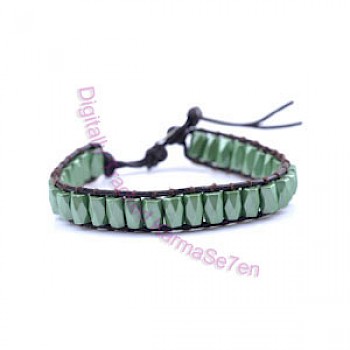 Single Wrap Bead Bracelets - Moss Green