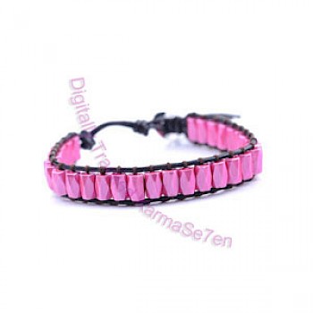 Single Wrap Bead Bracelets - Pretty Pink