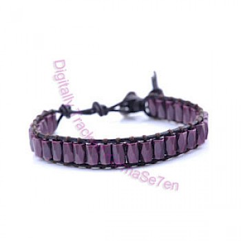 Single Wrap Bead Bracelets - Purple Passion