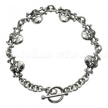Skull & Crossbone Silver Link Bracelet