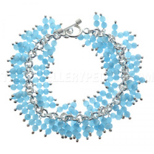 Sky Blue Glass Bead & Silver Bracelet