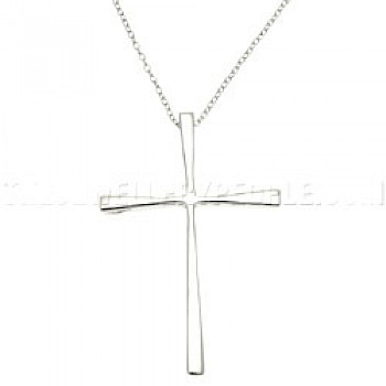 Slim Solid Heavy Silver Cross Pendant - RN049