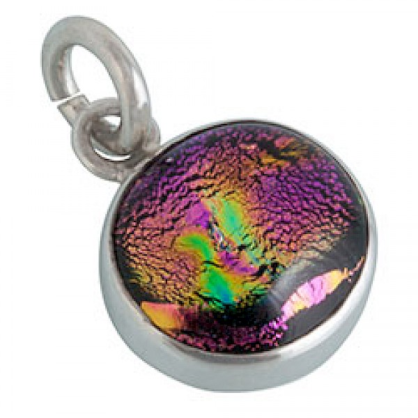 Small Pink Dichroic Glass Pendant - DC074