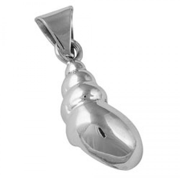 Small Silver Shell Pendant - 40mm Long - OC055