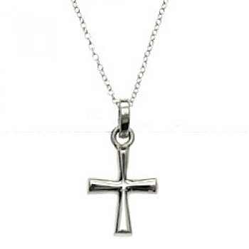 Small Solid Polished Silver Cross Pendant