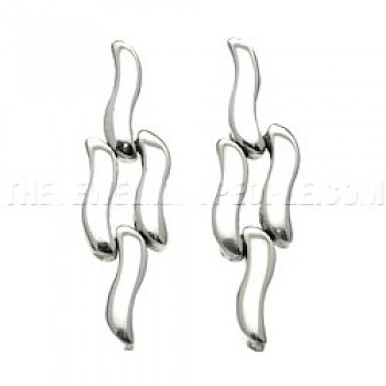 Small Wave Silver Earrings