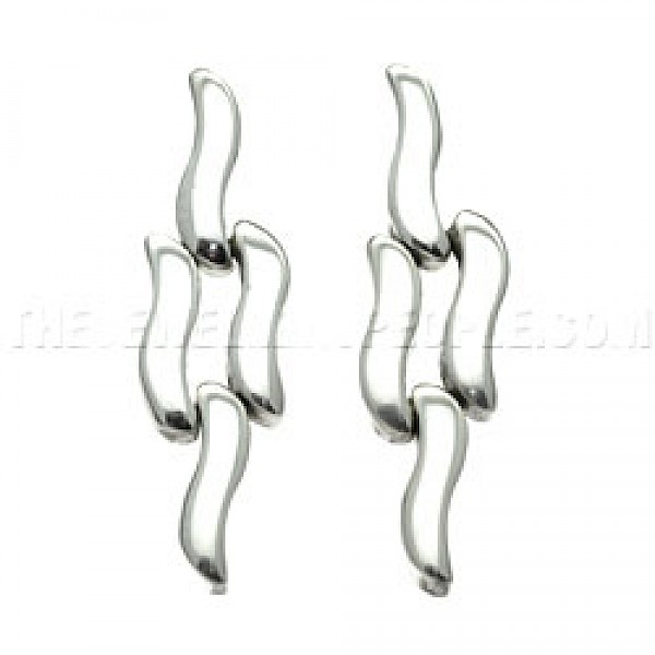 Small Wave Silver Earrings