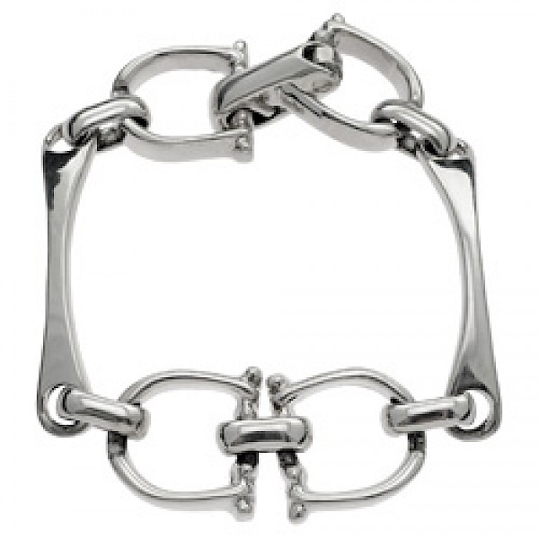 Snaffle & Curved Bar Silver Bracelet