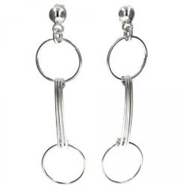 Snaffle Link Silver Drop Earrings - 60mm Long