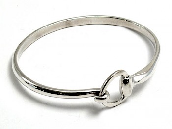 Single Snaffle Silver Bangle - 5mm Wire - Adults size