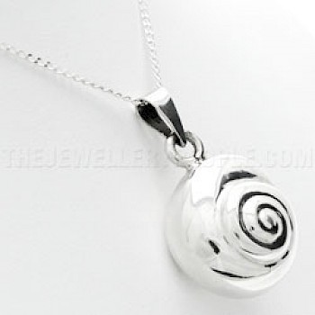 Snail Shell Silver Pendant - 40mm Long