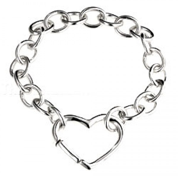 Snap Heart Silver Chain Bracelet