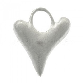 Soft Heart Brushed Silver Pendant - PT239