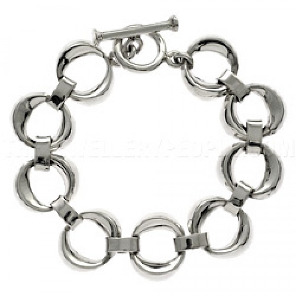Solid Circles Silver Chain Bracelet
