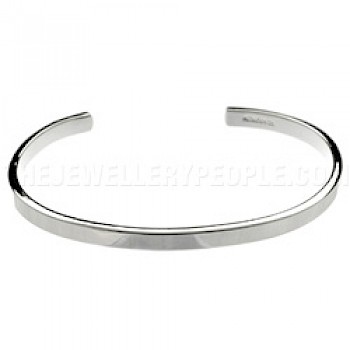 Solid Flat Edged Silver Bangle
