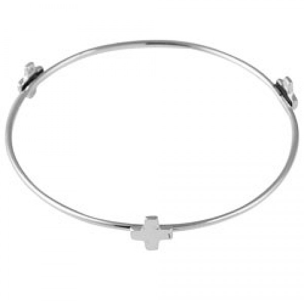 Solid Silver Cross Bangle