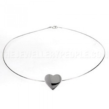 Solid Silver Wire Circlet with Heart Pendant