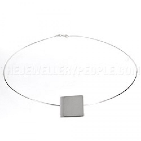 Solid Silver Square Circlet - 17mm Square Pendant