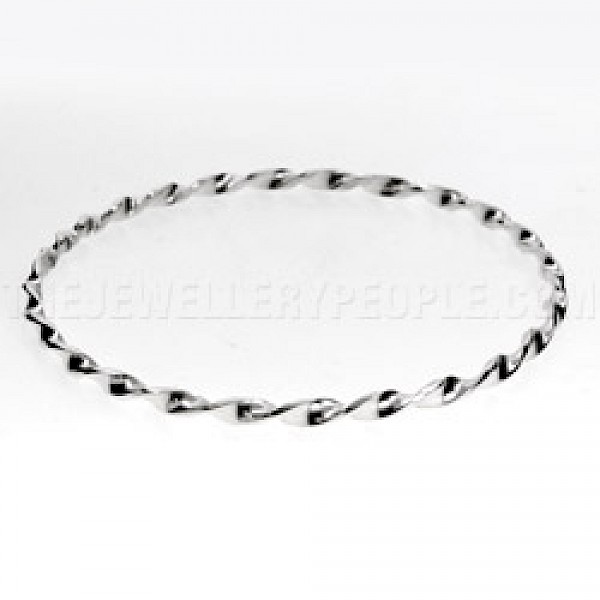 Solid Twisted Silver Bangle - 3mm Solid