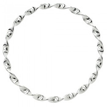 Solid Twisted Silver Bangle - 4mm Solid