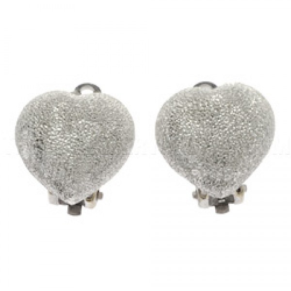 Sparkle Bubble Heart Silver Clip-On Earrings - 15mm