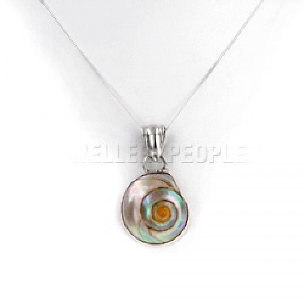 Spiral Pearlised Shell & Silver Pendant - SL174