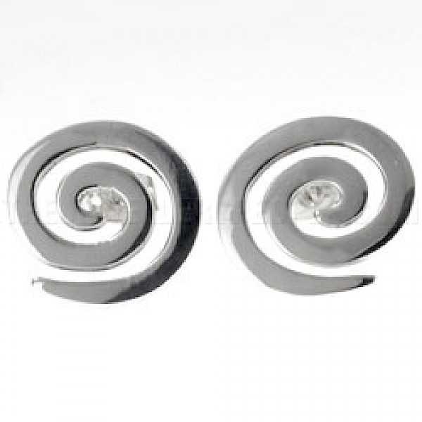 Spiral Silver Stud Earrings - 15mm wide