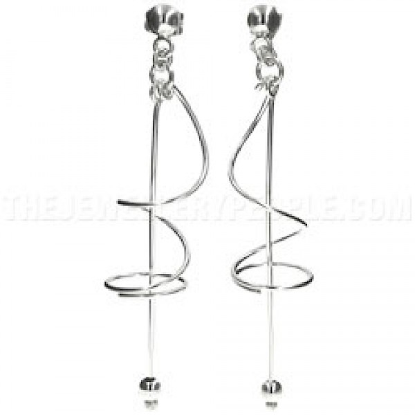 Spiral Strand Silver Drop Earrings - 45mm Long