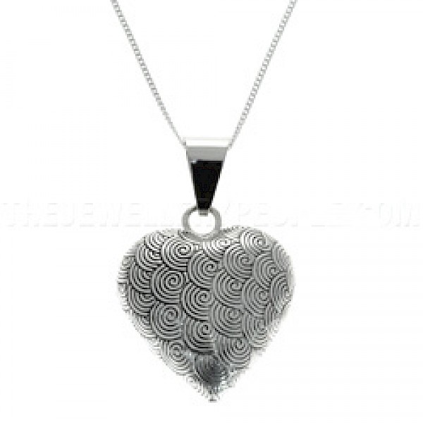 Spirals Boxed Silver Heart Pendant - PT230