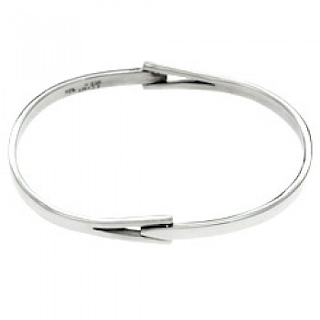 Splay Hinge Oval Silver Bangle - 8mm Solid