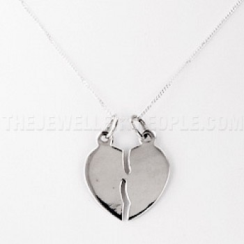 Split Heart Silver Pendant