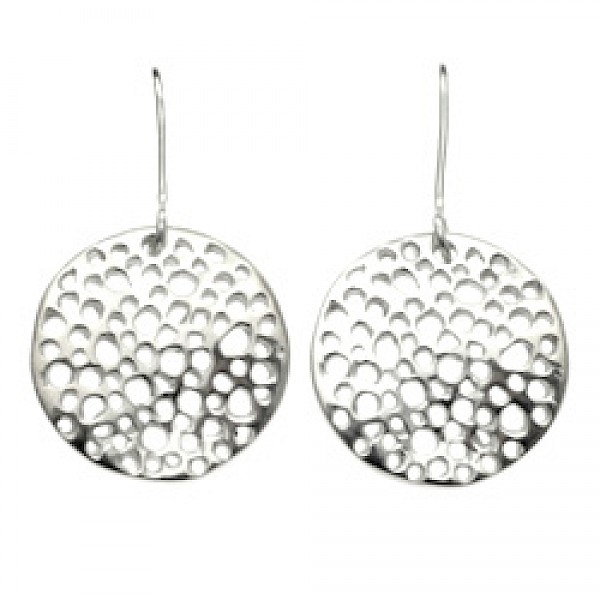 Sponge Holes Silver Earrings - 35mm Long