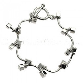Square Bar Links Silver Bracelet