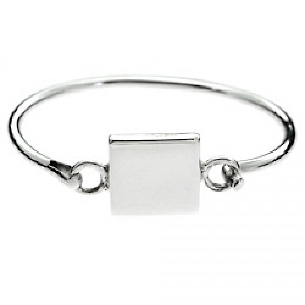 Square Catch Silver Childs' Bangle - BY005