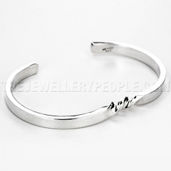 Square / Centre Twist Silver Cuff Bangle - 5mm Solid