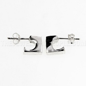 Square Curve Silver Earrings